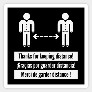 Thanks for keeping distance! (Corona Virus / Multilingual / White) Sticker